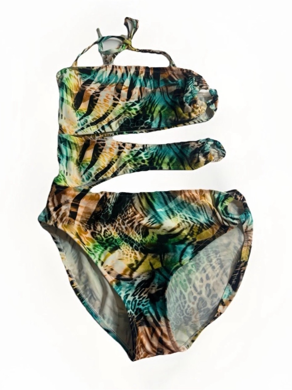VENUS Leopard Animal Print Cutout Halter One-Piece Monokini Swim Women’s Size 8